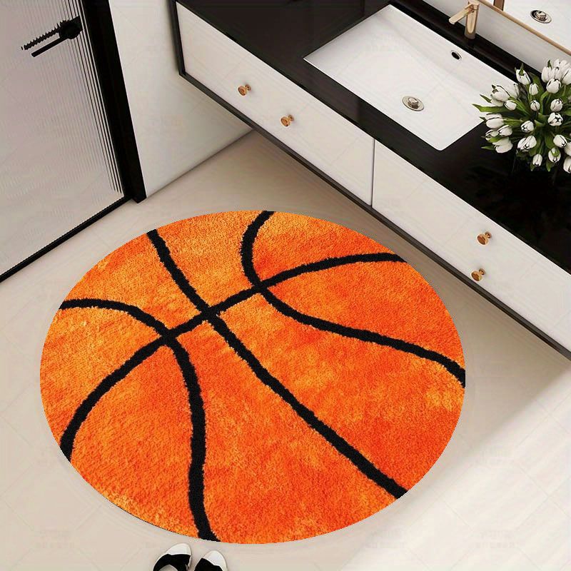 Home Gym On Carpet - Tappeto Rotondo con Motivo Basket, Morbido